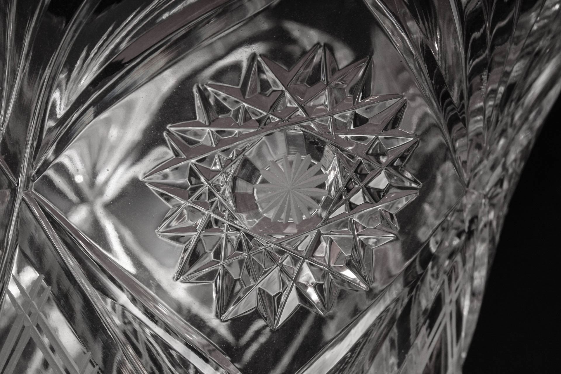 Vintage Oversized Bohemian Cut Glass Vase