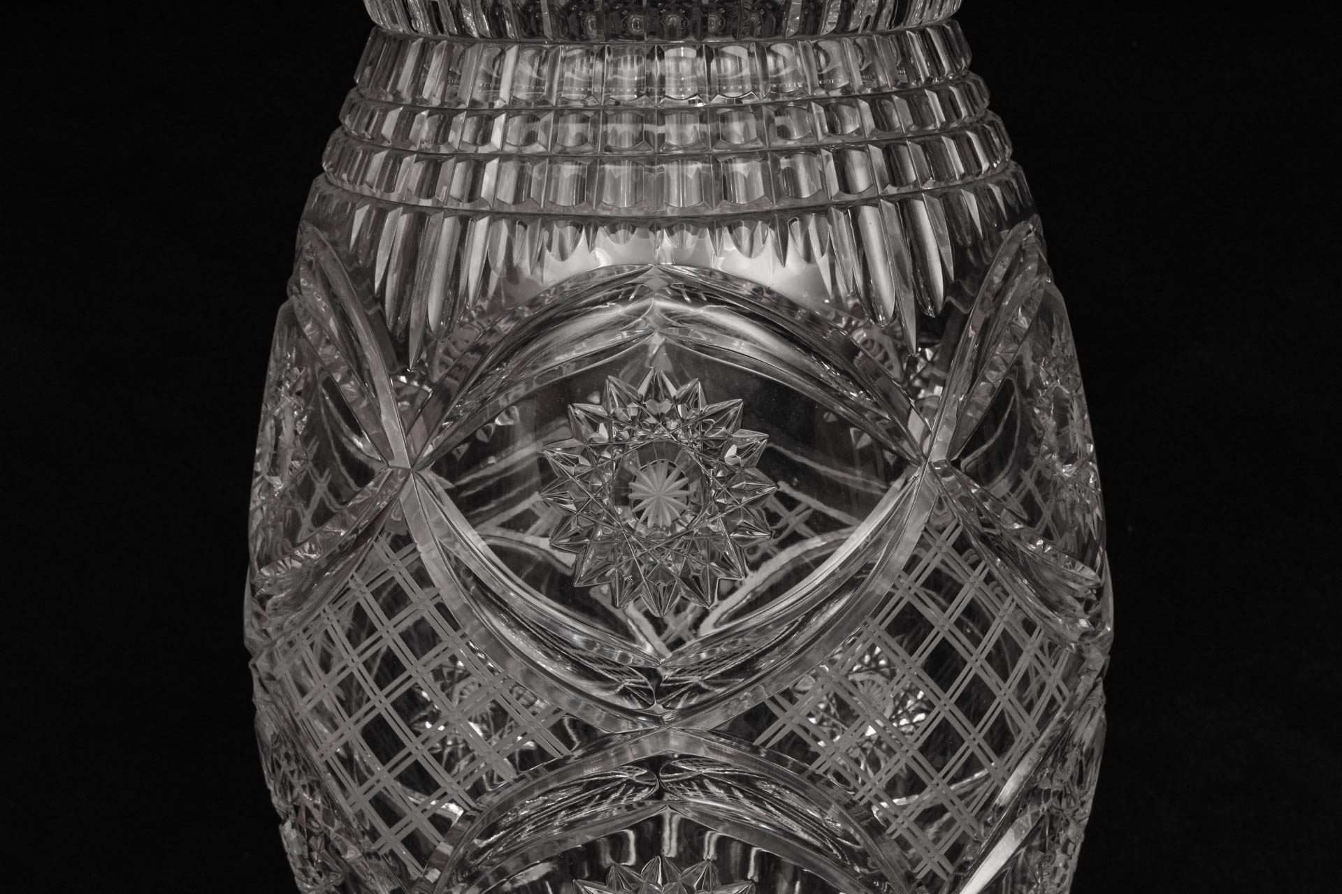 Vintage Oversized Bohemian Cut Glass Vase