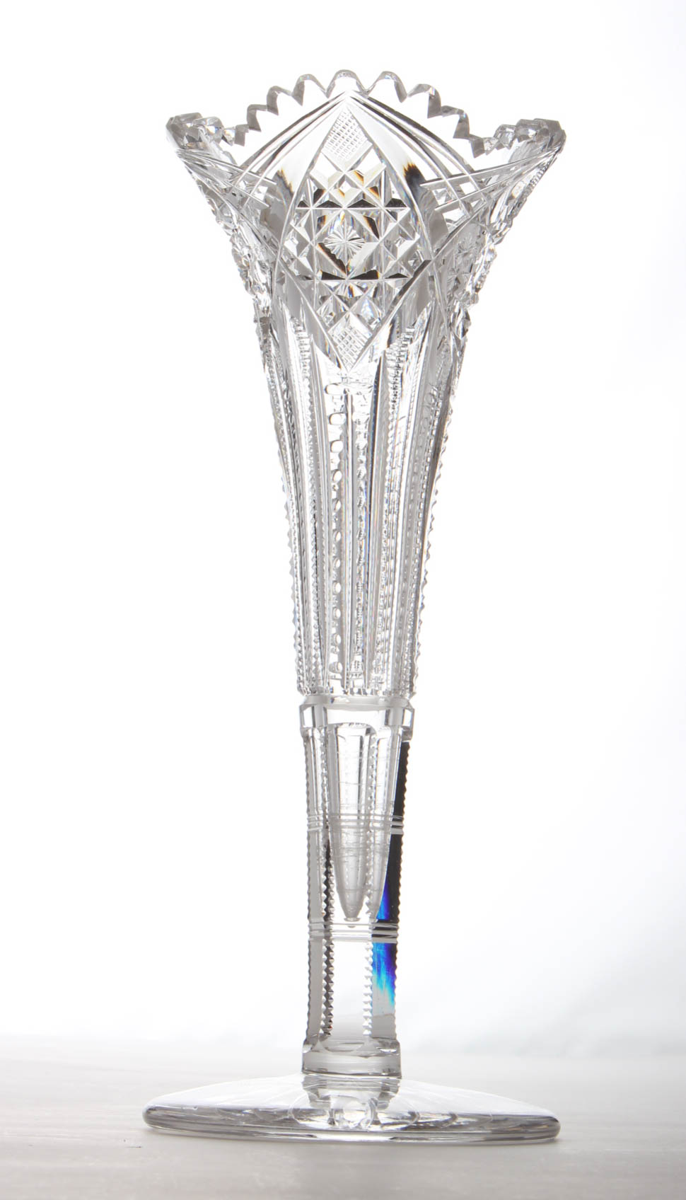 American Brilliant Style Cut Glass Vases Featuring J. Hoare