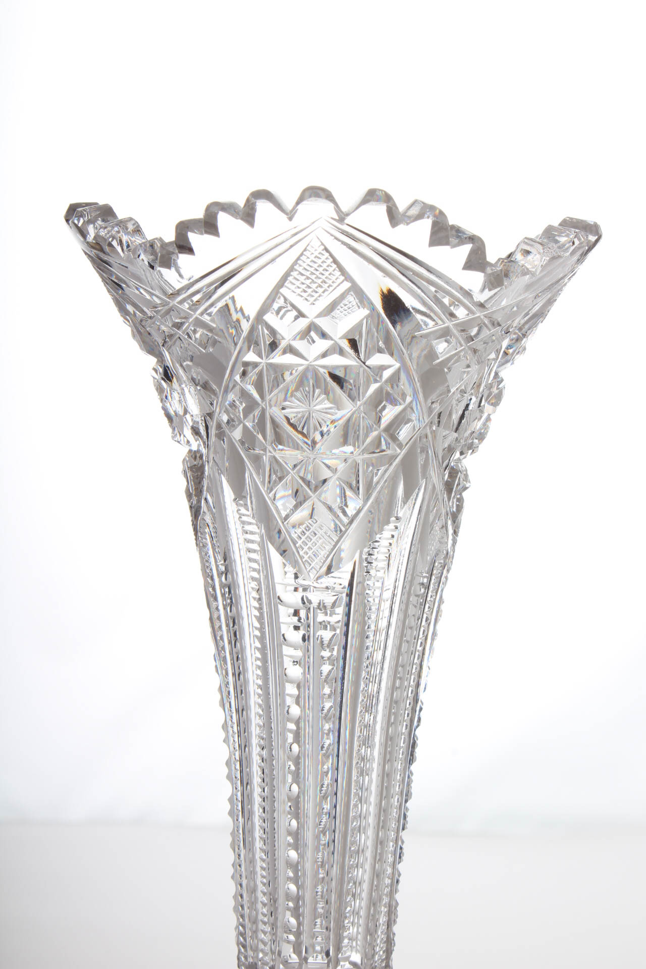 American Brilliant Style Cut Glass Vases Featuring J. Hoare