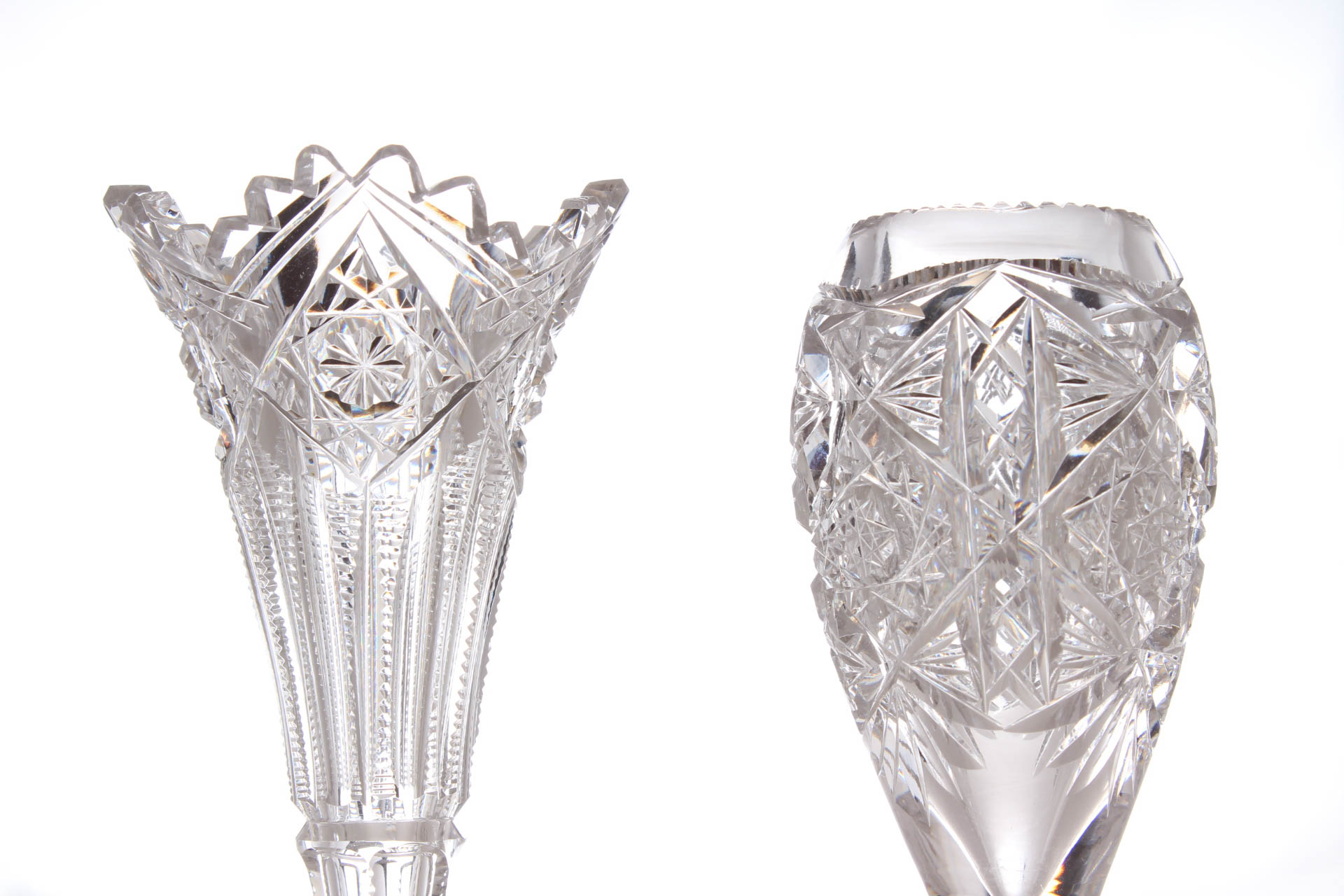 American Brilliant Style Cut Glass Vases Featuring J. Hoare