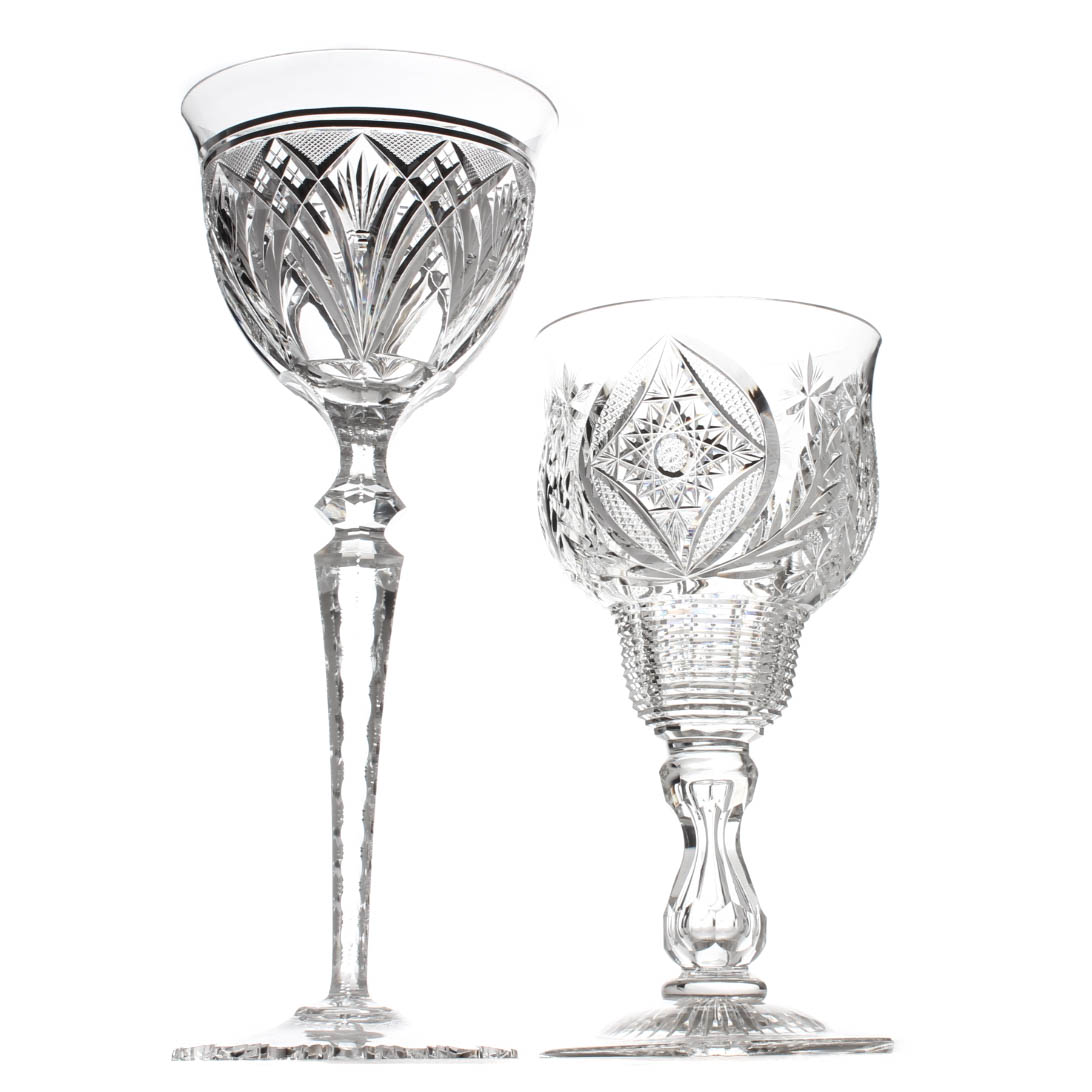 American Brilliant Period Style Cut Glass Compotes