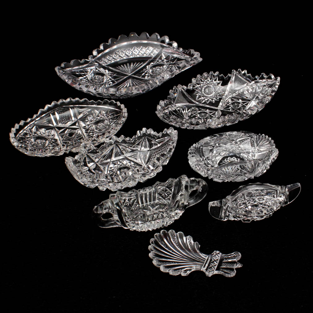 ABP Style Cut Glass Trinket Dishes Featuring Hawkes