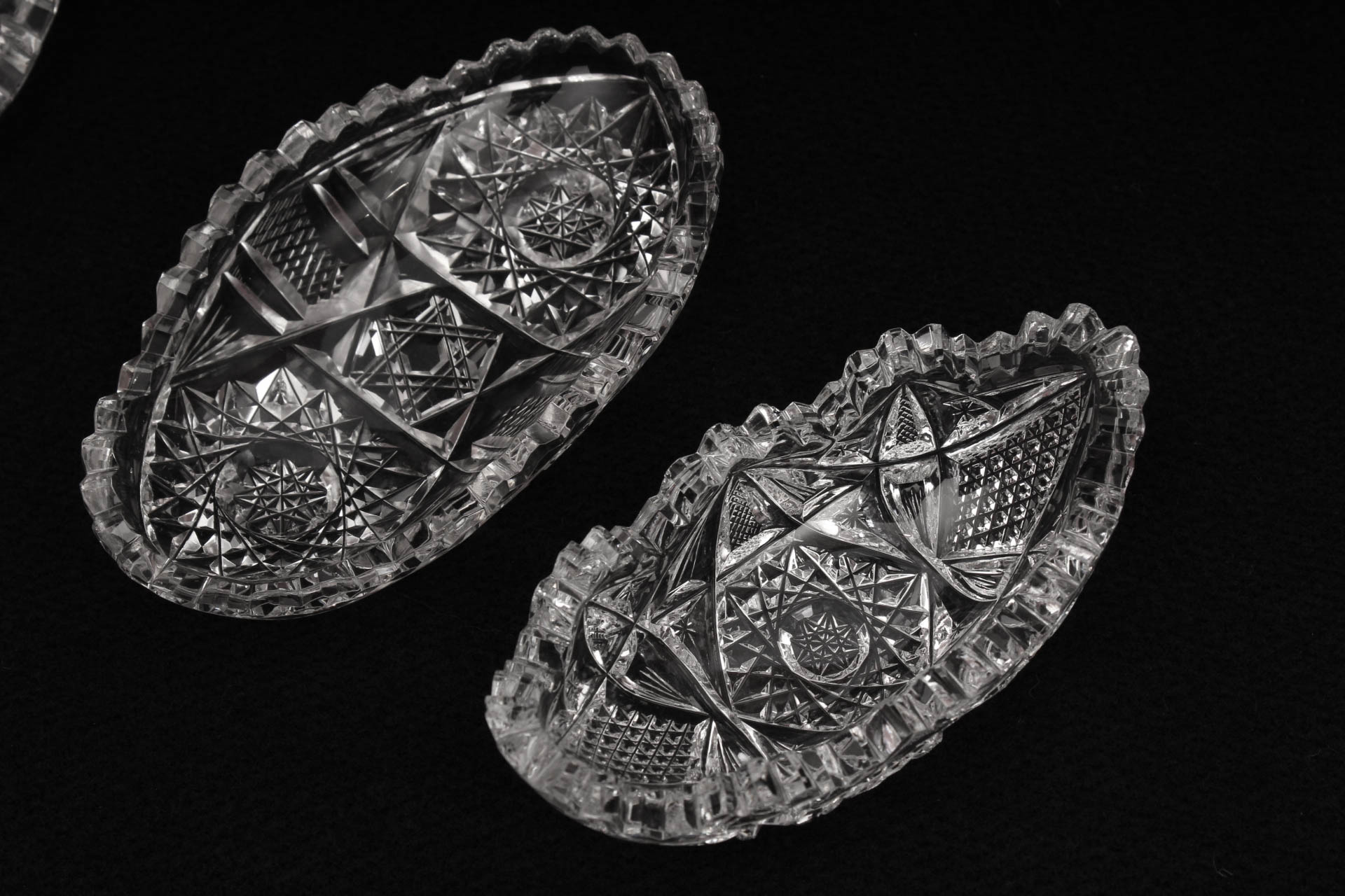 ABP Style Cut Glass Trinket Dishes Featuring Hawkes