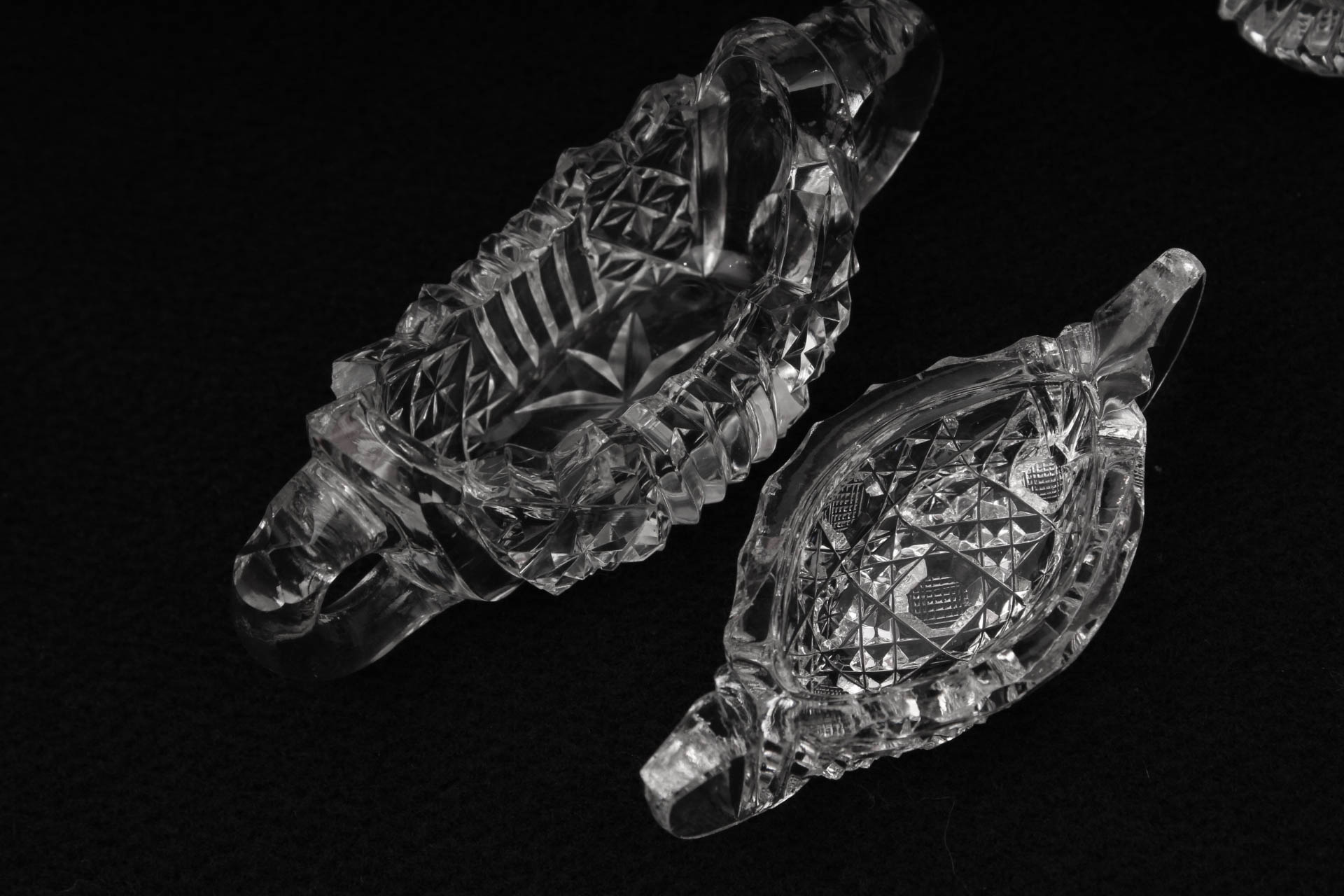 ABP Style Cut Glass Trinket Dishes Featuring Hawkes