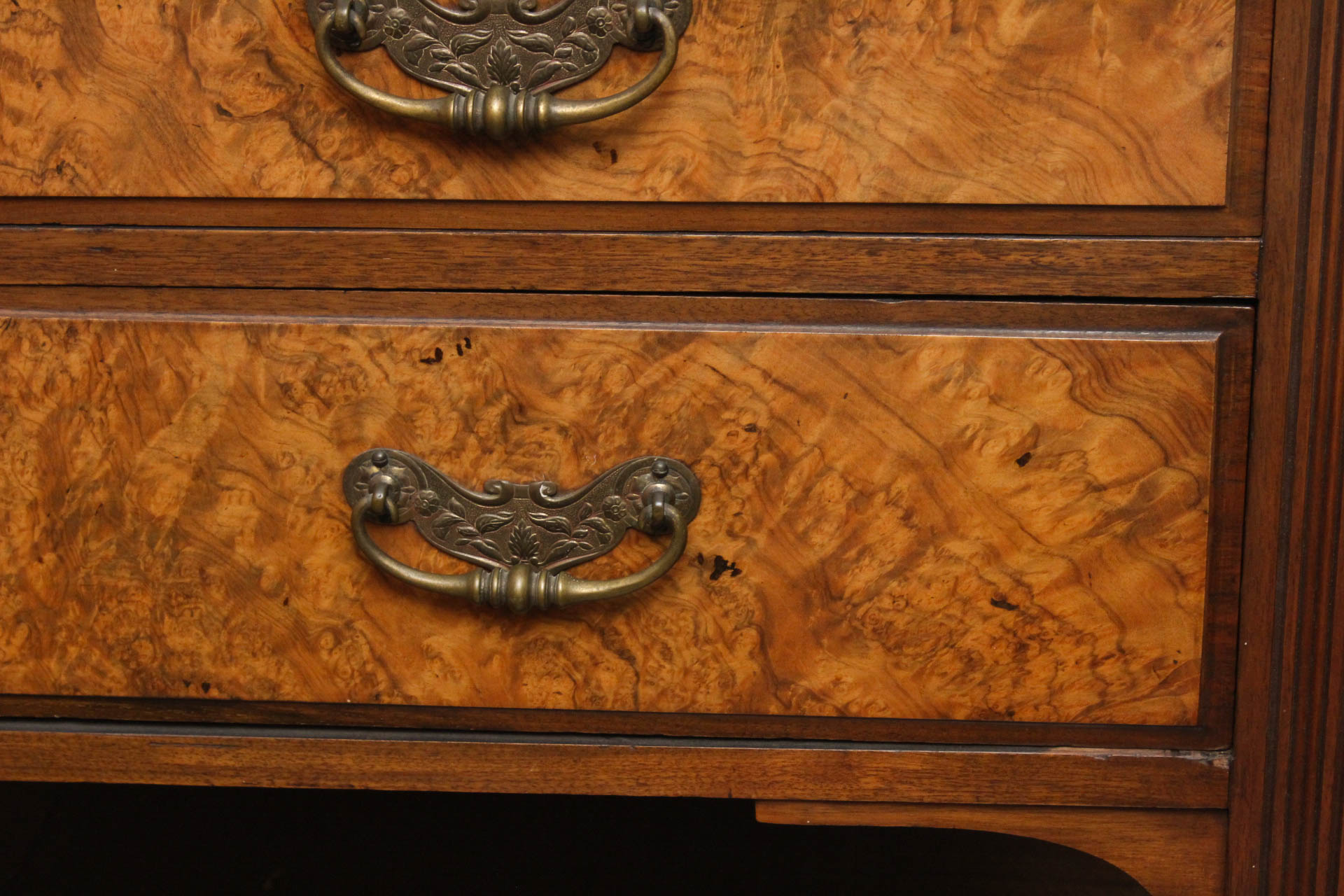 Victorian Marble Top Burl Wood Veneer Buffet