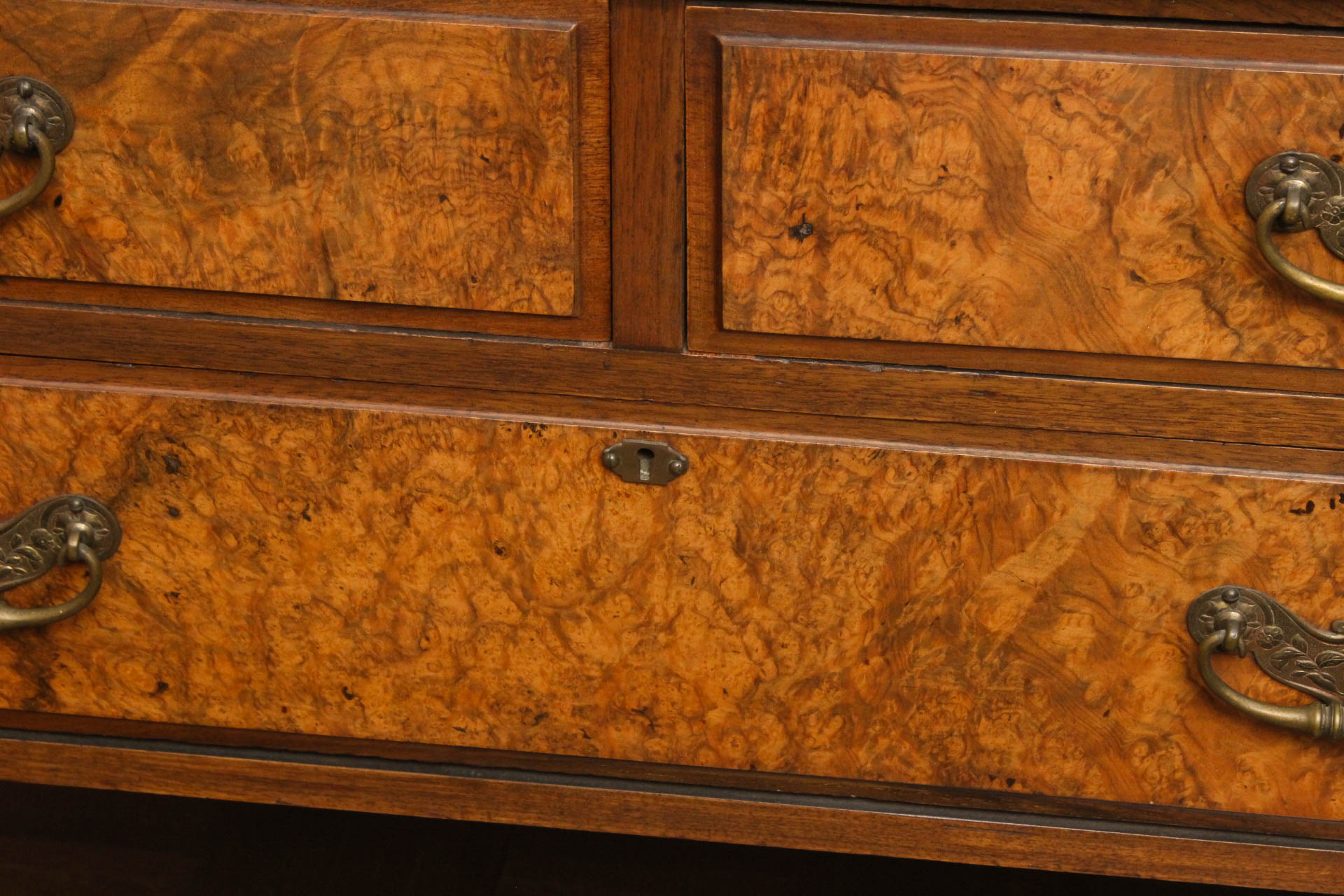 Victorian Marble Top Burl Wood Veneer Buffet