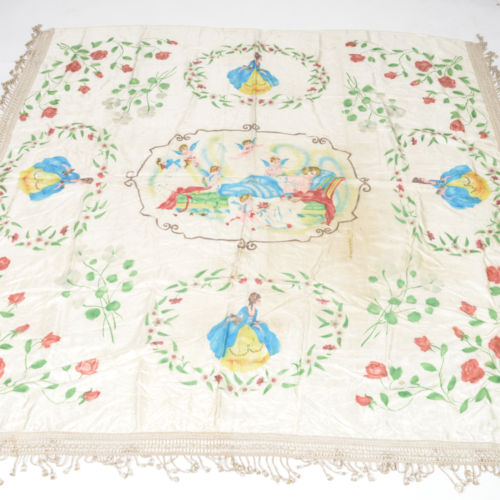 Hand Stenciled Italian Silk Tablecloth