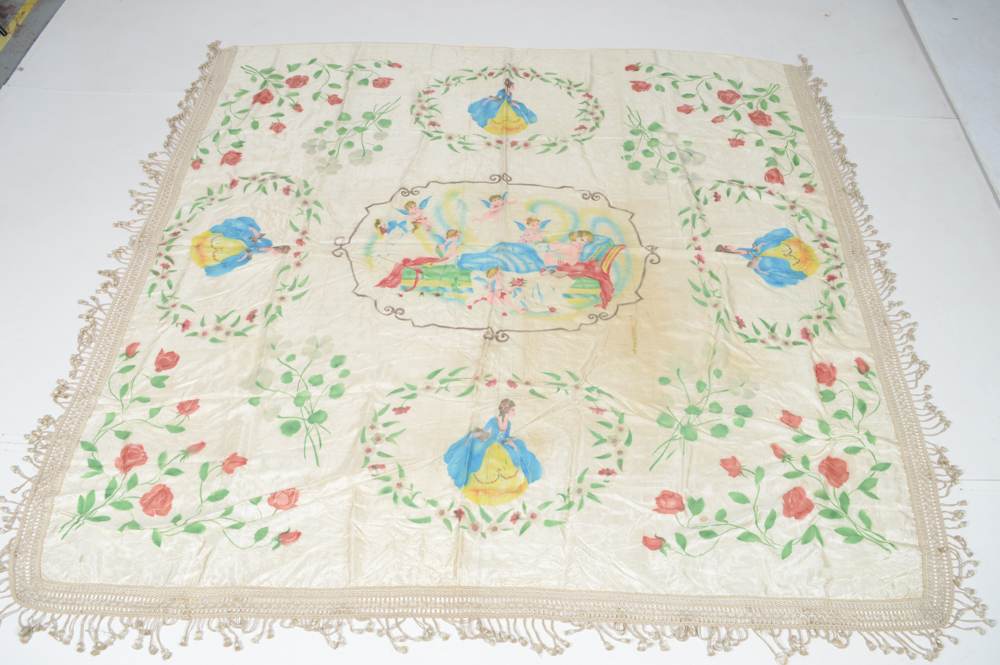 Hand Stenciled Italian Silk Tablecloth