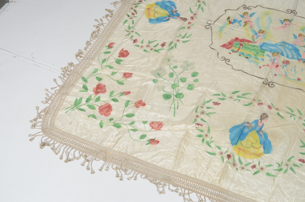 Hand Stenciled Italian Silk Tablecloth