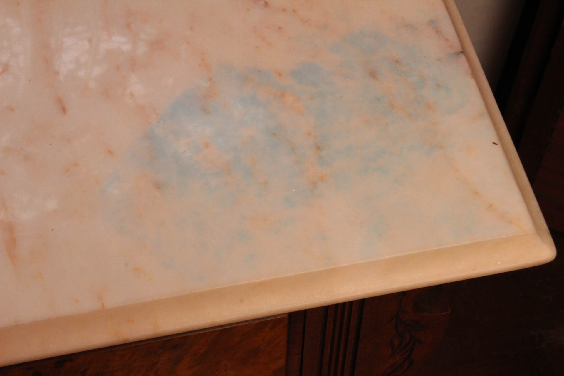 Victorian Marble Top Burl Wood Veneer Buffet