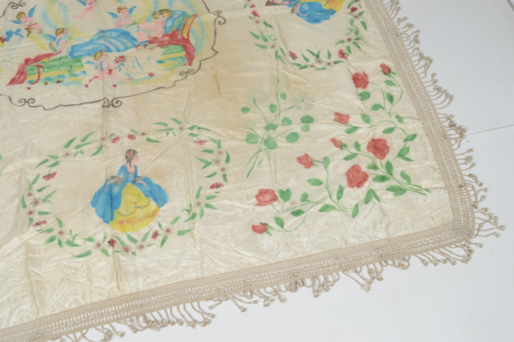 Hand Stenciled Italian Silk Tablecloth