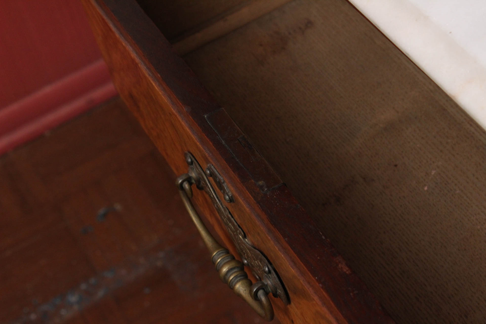 Victorian Marble Top Burl Wood Veneer Buffet