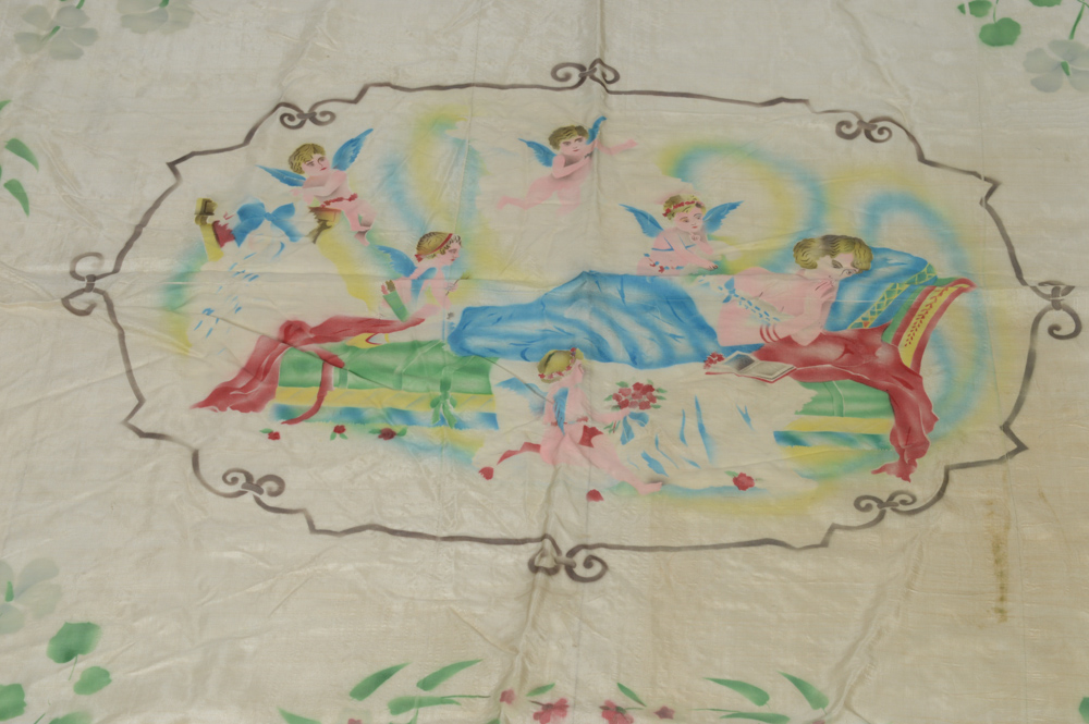 Hand Stenciled Italian Silk Tablecloth