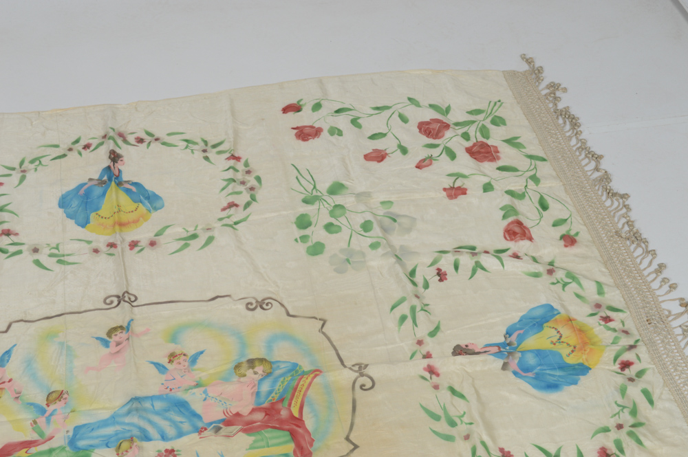 Hand Stenciled Italian Silk Tablecloth