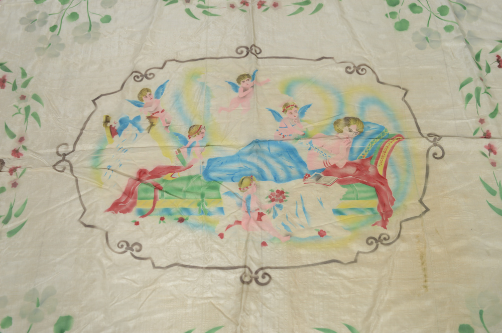 Hand Stenciled Italian Silk Tablecloth