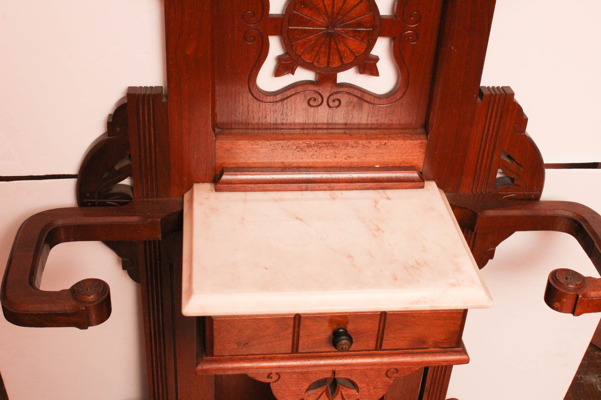 Antique Eastlake Walnut Hall Tree Stand