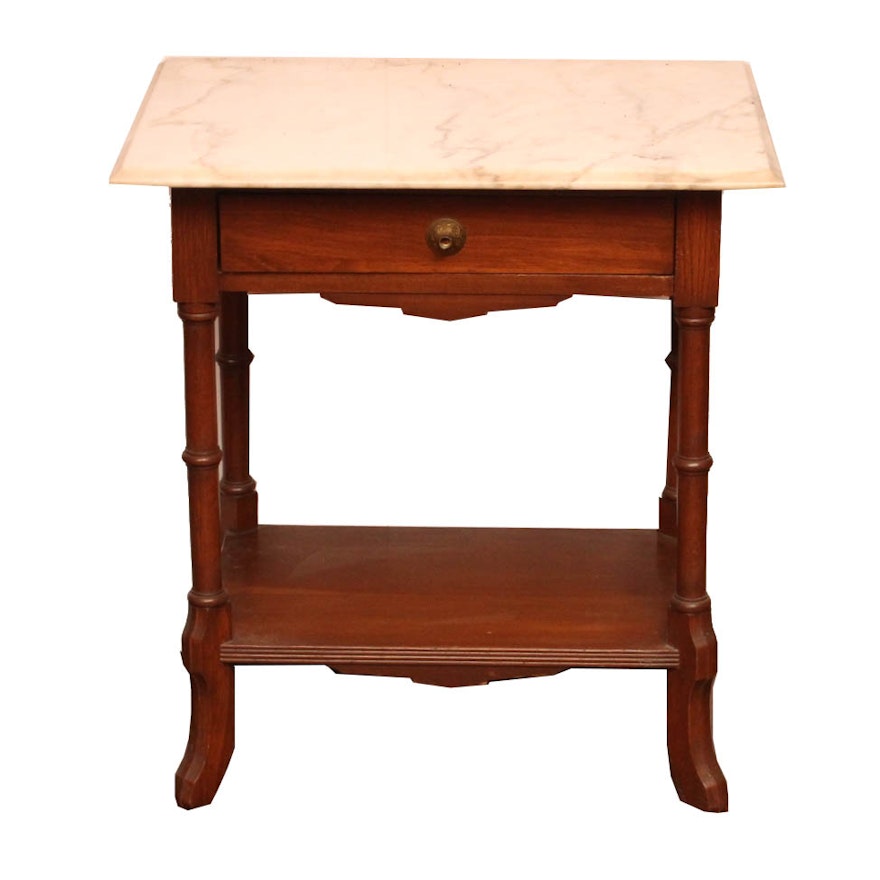 Eastlake Influenced Marble Top Side Table