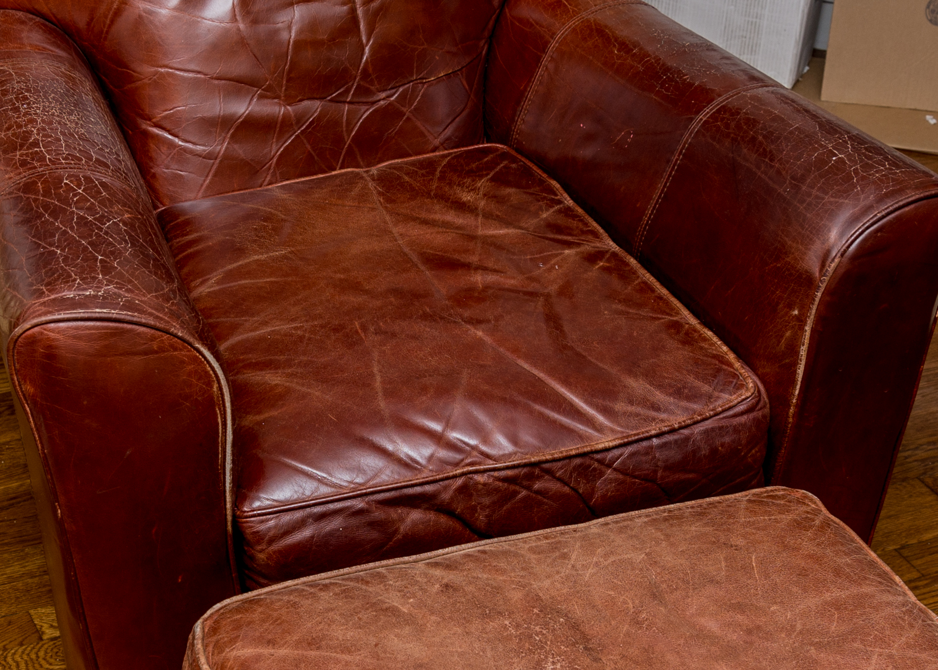 Bauhaus U.S.A. Leather Chair and Ottoman