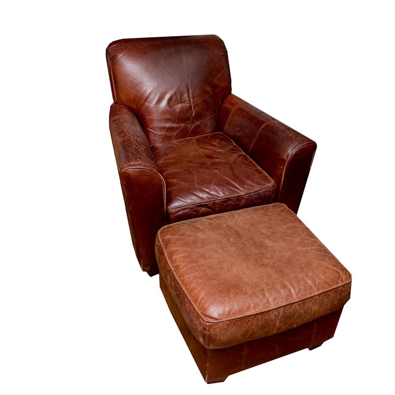 Bauhaus Leather Chair and Ottoman EBTH - Main Image