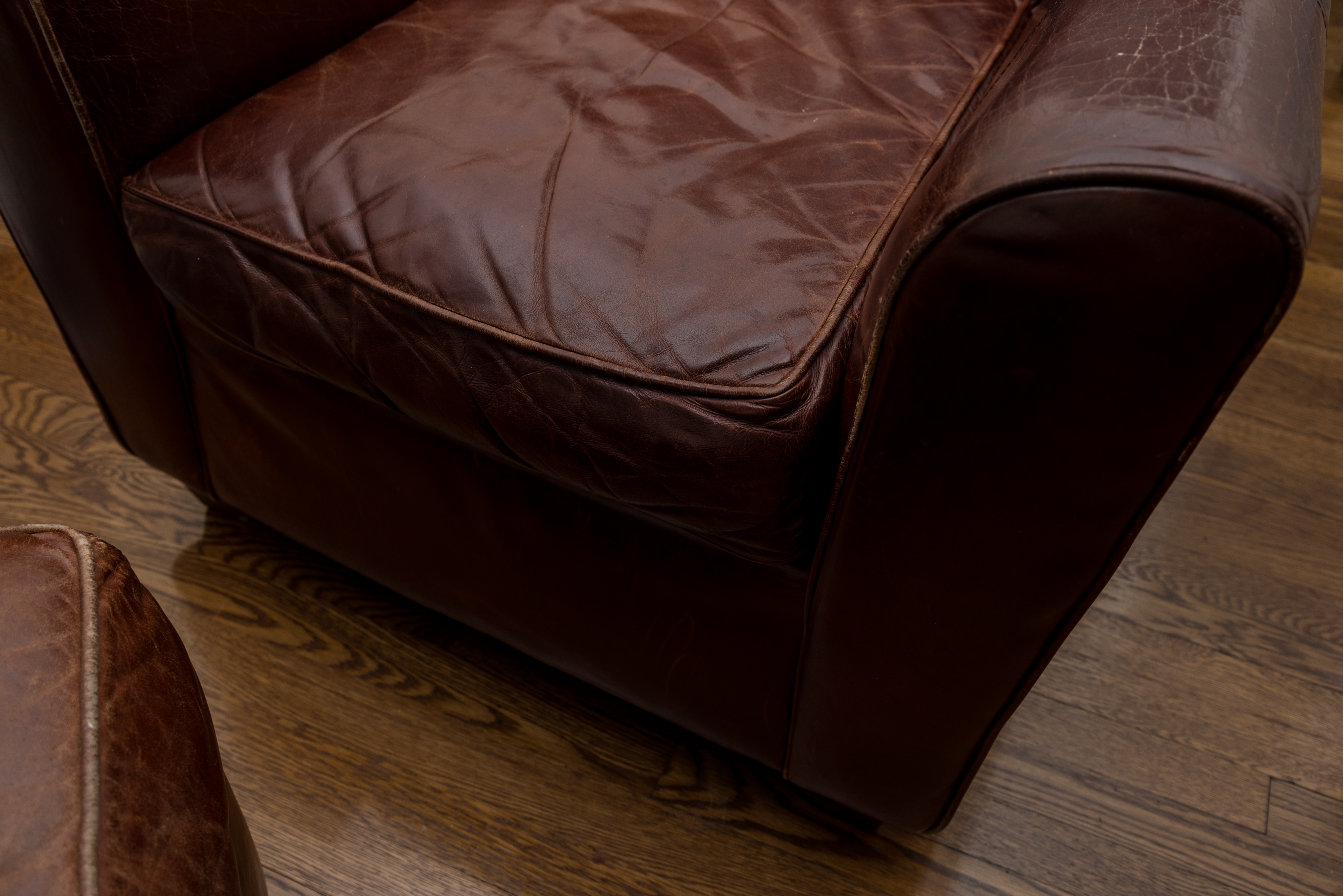 Bauhaus U.S.A. Leather Chair and Ottoman