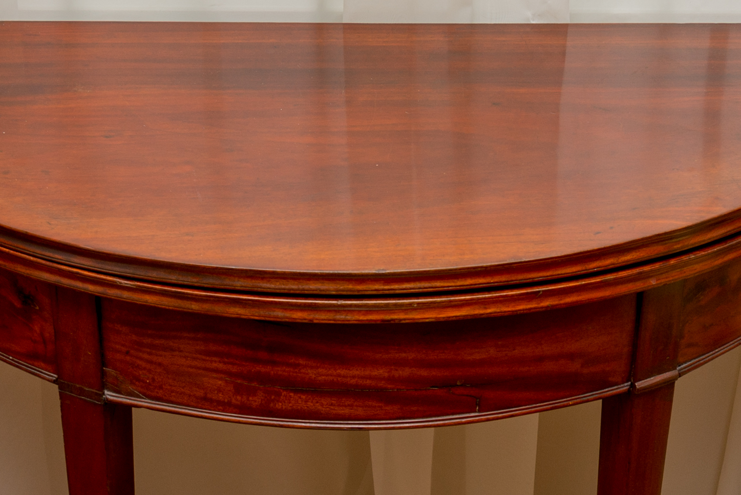 Antique Mahogany Demilune Game Table