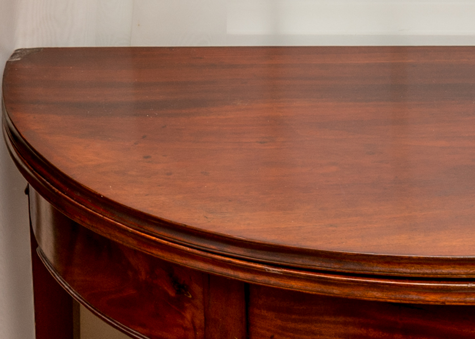 Antique Mahogany Demilune Game Table
