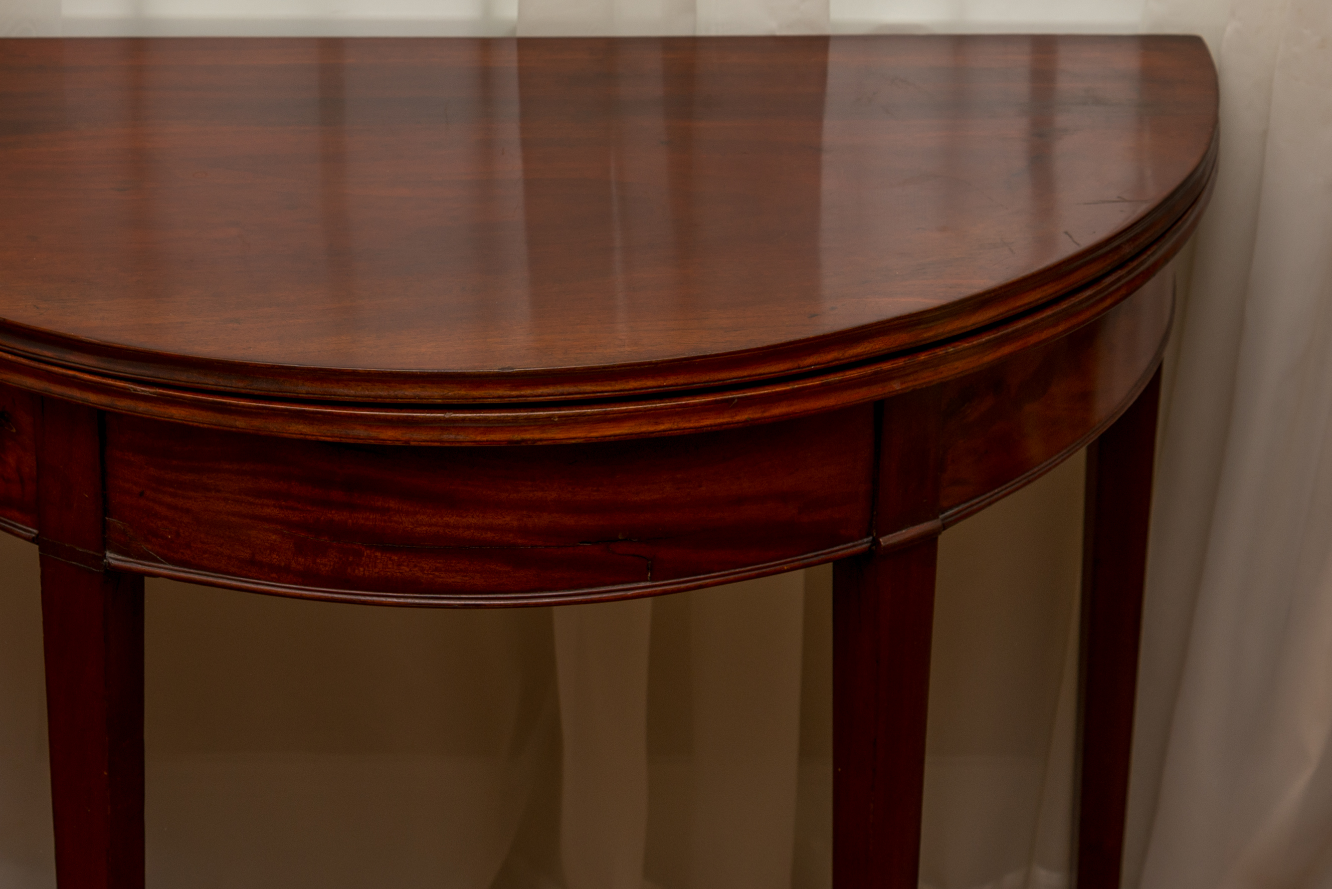 Antique Mahogany Demilune Game Table