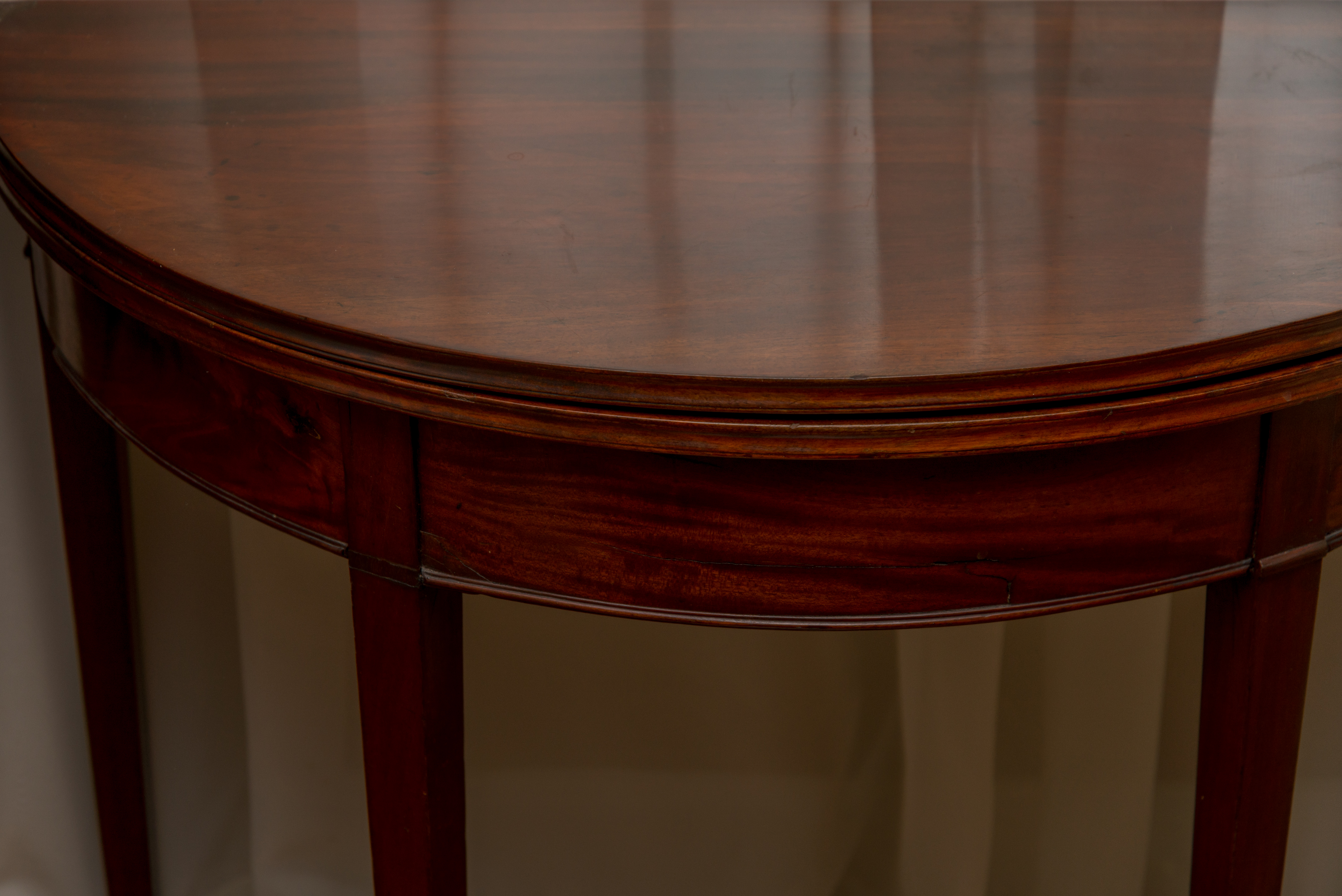 Antique Mahogany Demilune Game Table