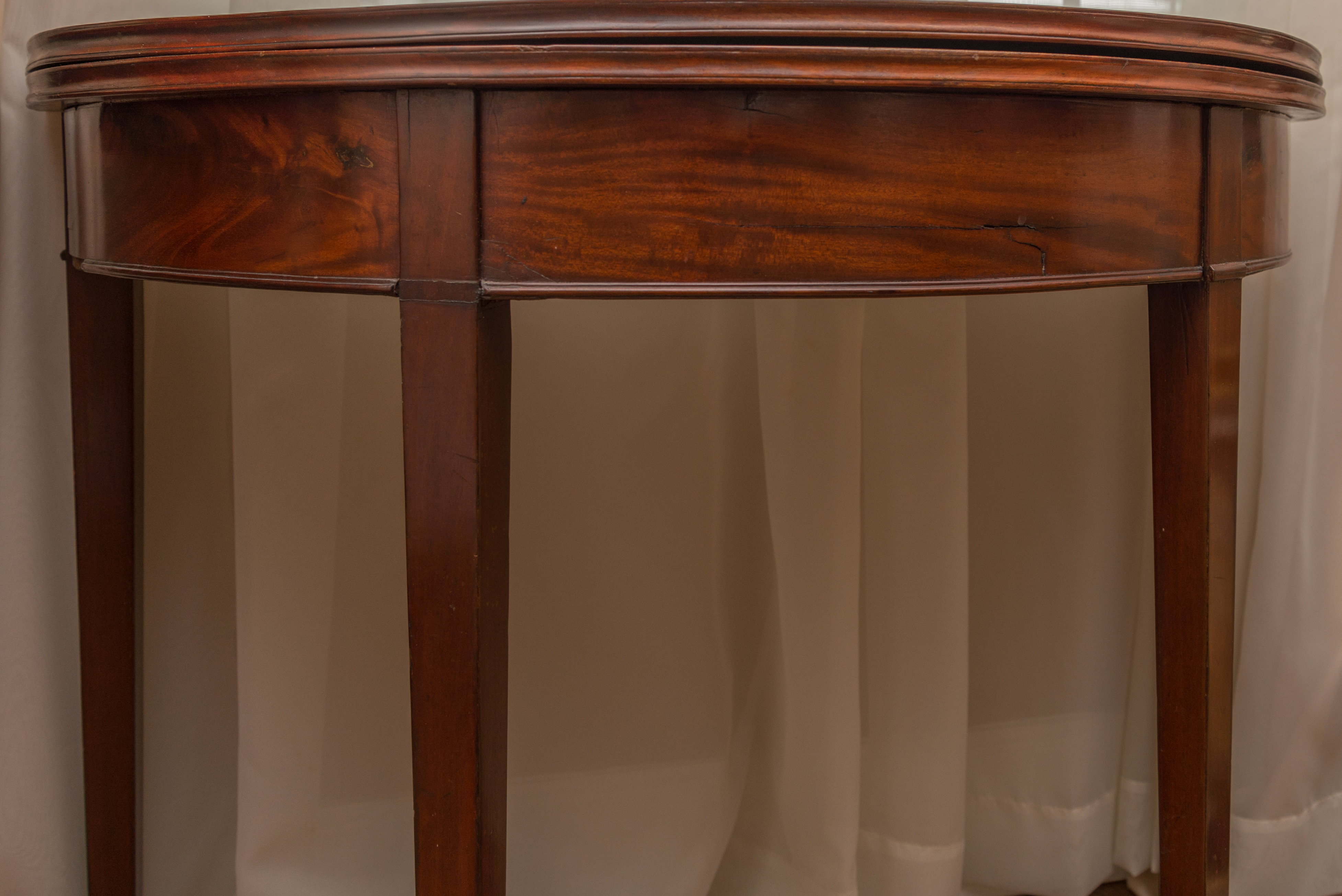 Antique Mahogany Demilune Game Table