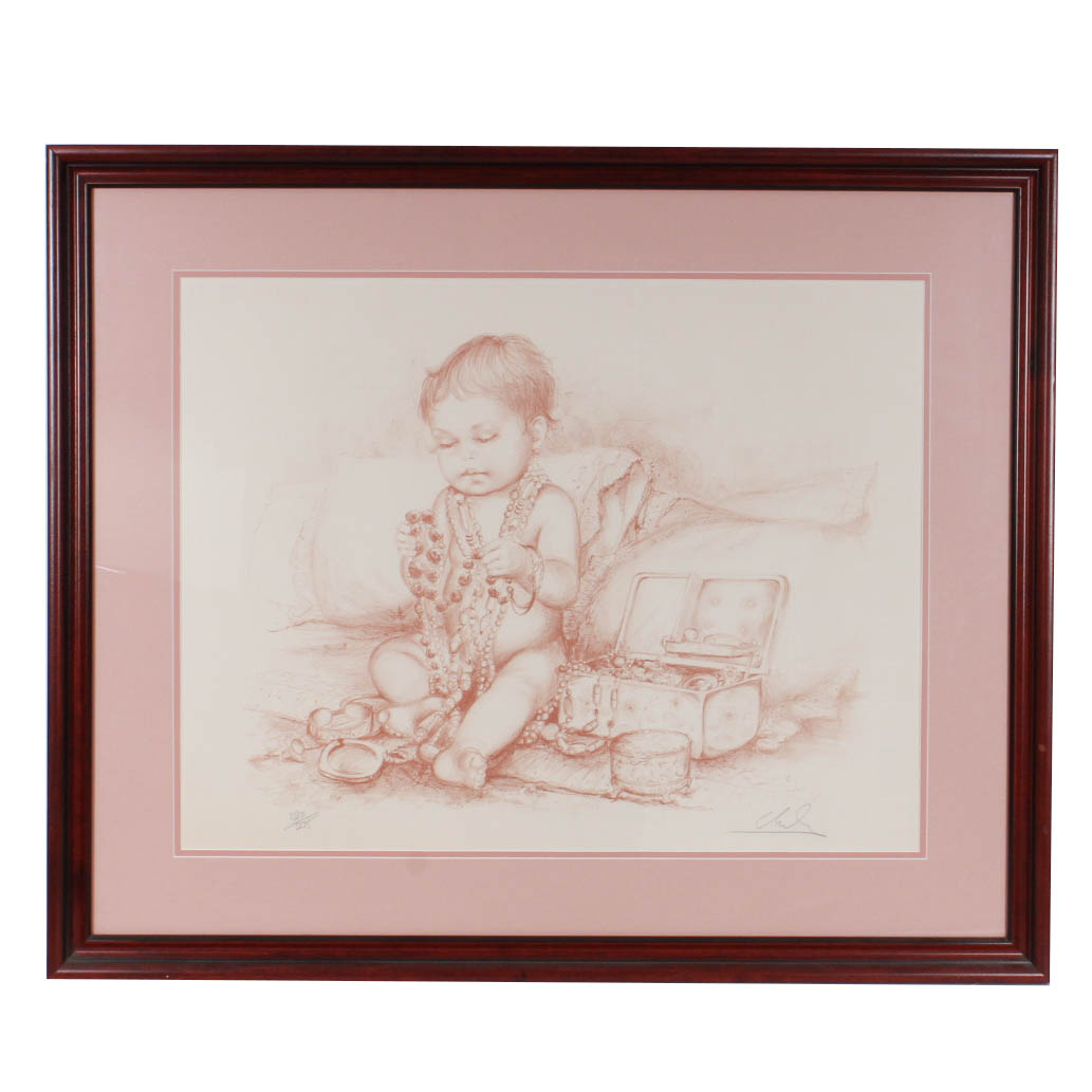 Limited Edition Signed Lithograph Depicting Child
