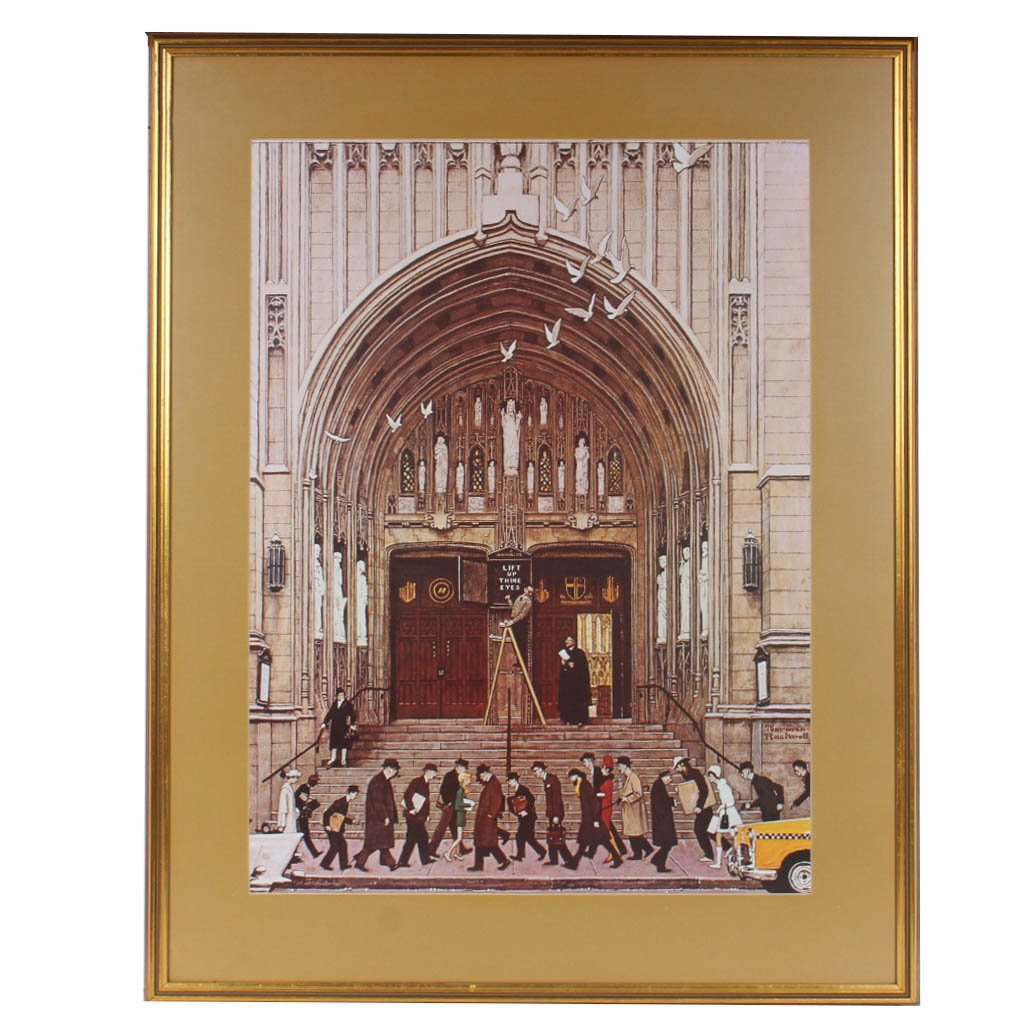 After Norman Rockwell Offset Lithograph "Lift Up Thine Eyes"