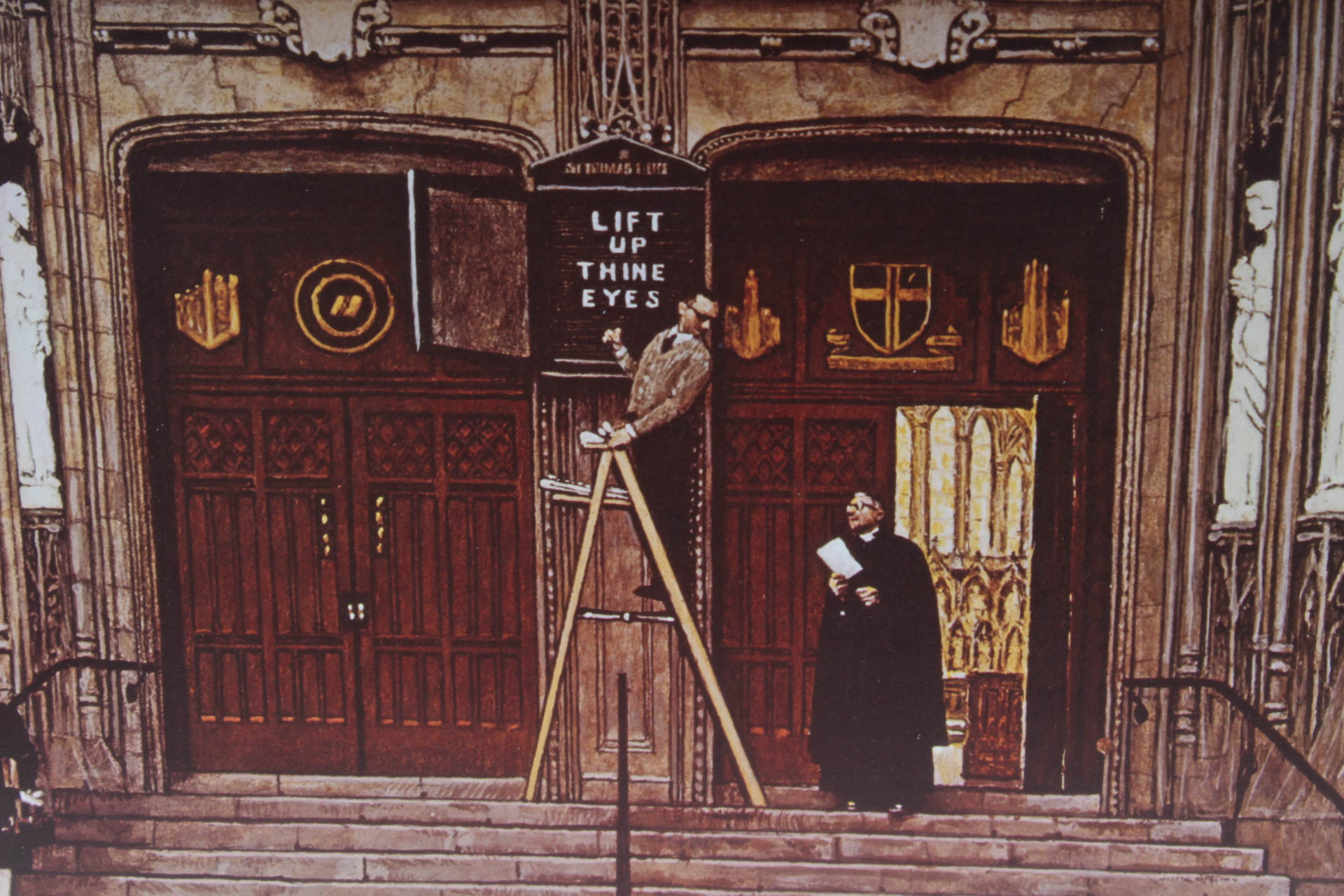 After Norman Rockwell Offset Lithograph "Lift Up Thine Eyes"