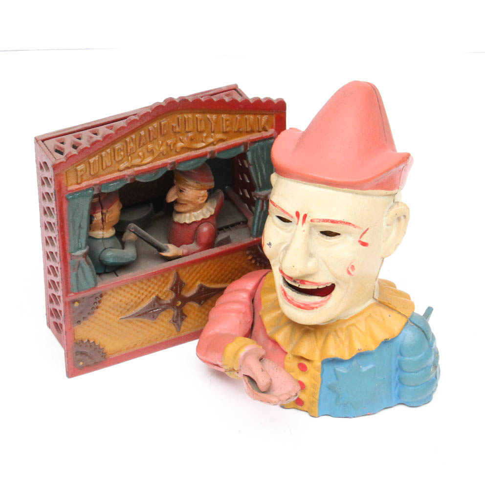 Reproduction "Humpty Dumpty" and "Punch and Judy" Mechanical Banks