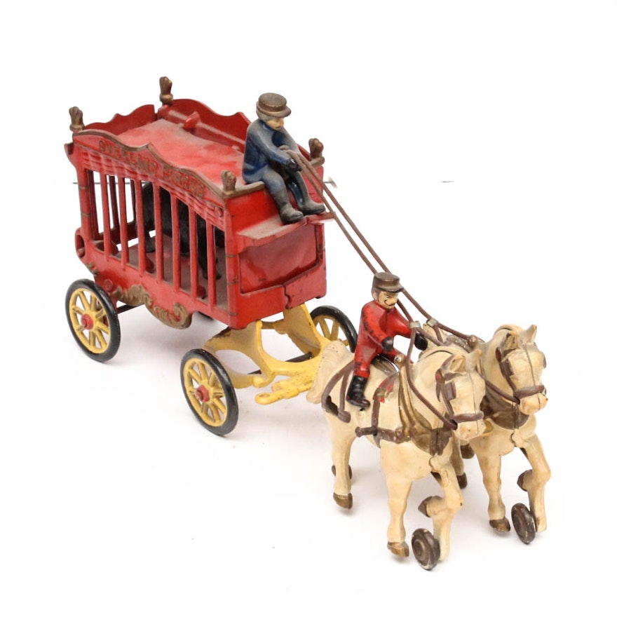 Kenton "Overland Circus" Cast Iron Toy Bear Wagon