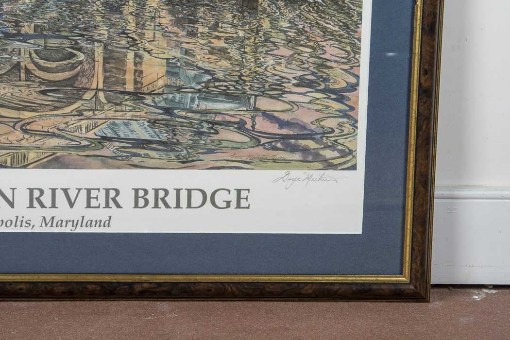 Gayle Meekins Limited Edition Offset Lithograph "Old Severn River Bridge"
