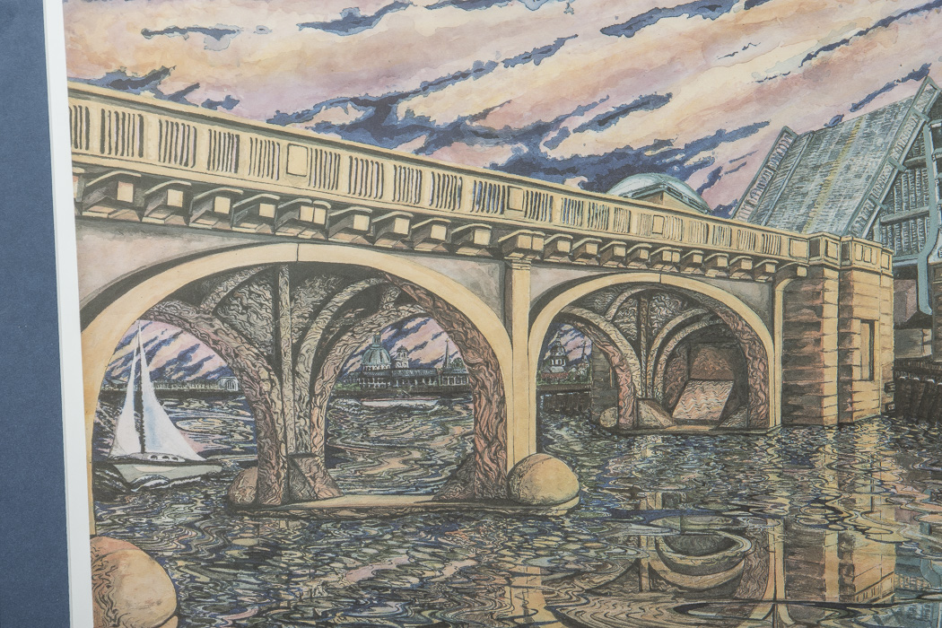 Gayle Meekins Limited Edition Offset Lithograph "Old Severn River Bridge"