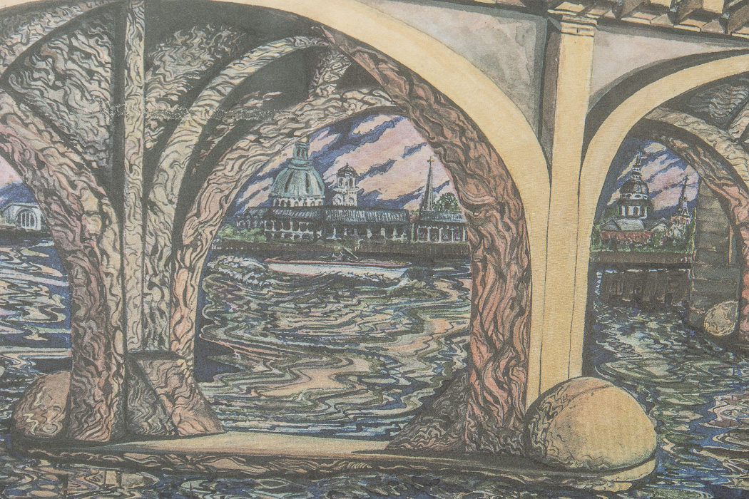 Gayle Meekins Limited Edition Offset Lithograph "Old Severn River Bridge"
