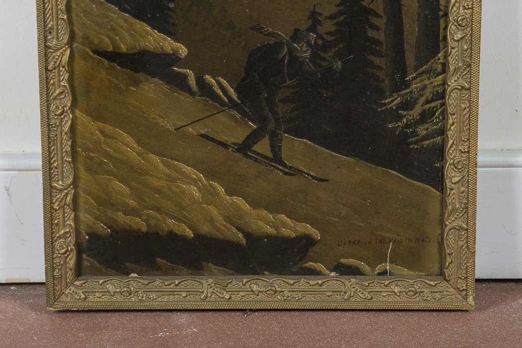 Framed Oil on Board "Carrying the Mail in 1867"