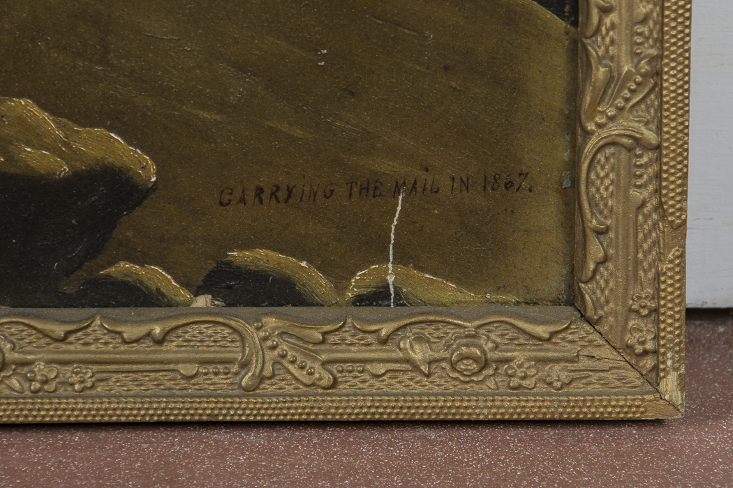 Framed Oil on Board "Carrying the Mail in 1867"