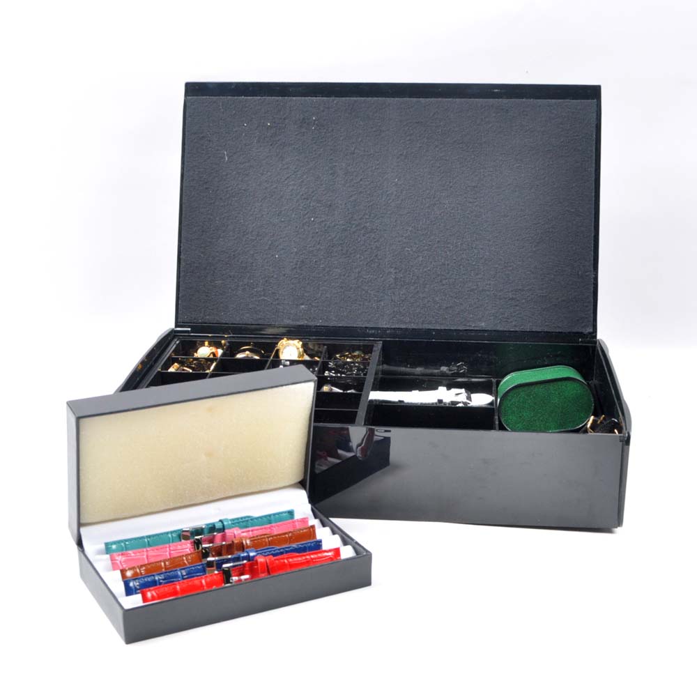 Acrylic Jewelry Box of Women's Costume Watches and Leather Bands