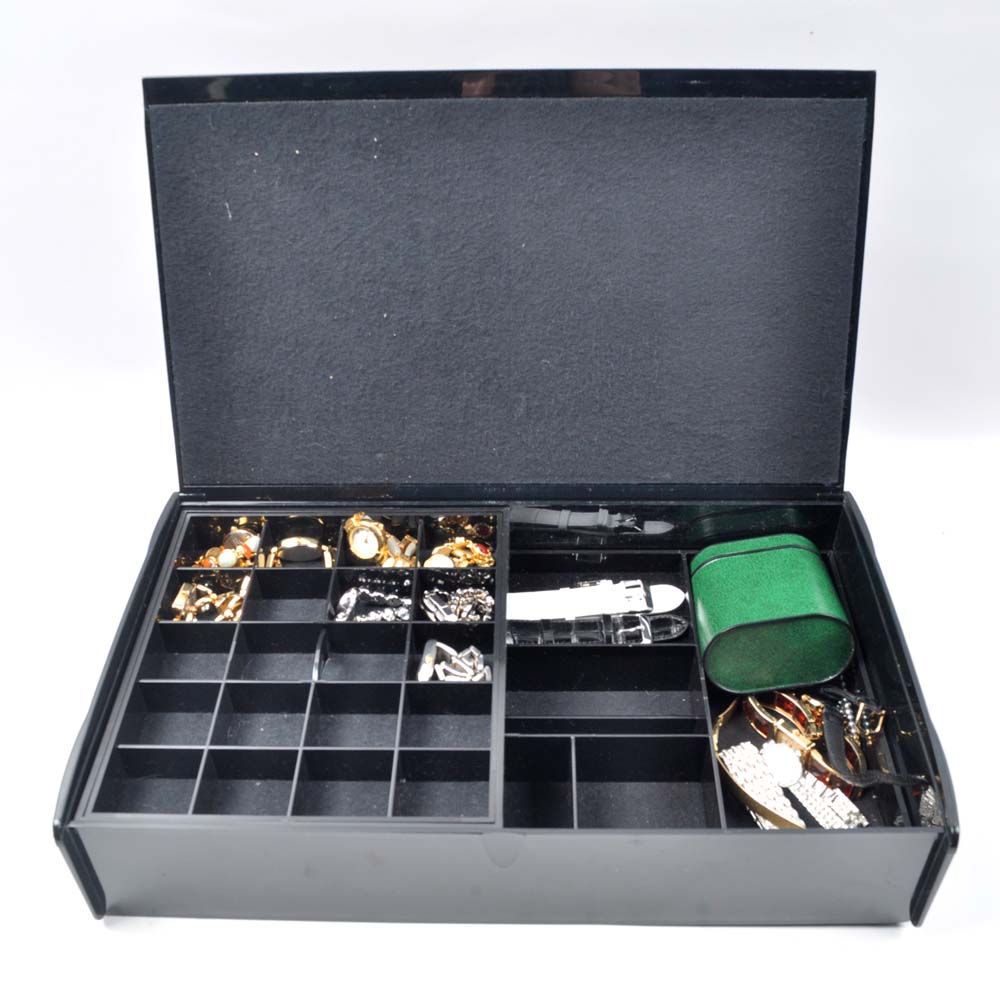 Acrylic Jewelry Box of Women's Costume Watches and Leather Bands