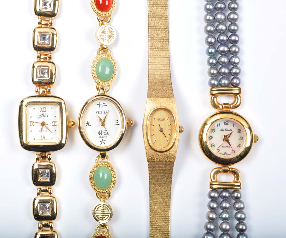 Acrylic Jewelry Box of Women's Costume Watches and Leather Bands