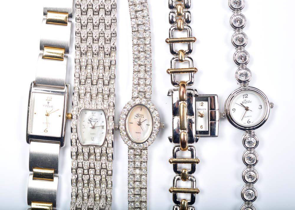 Acrylic Jewelry Box of Women's Costume Watches and Leather Bands