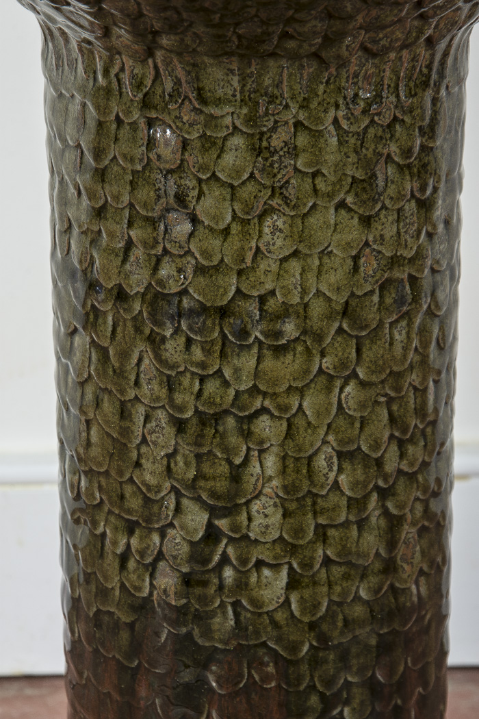 Pottery Vase and Decorative Floral Arrangement