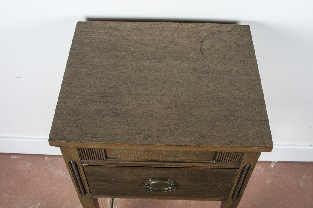 Wood Side Table with Beaded Accents