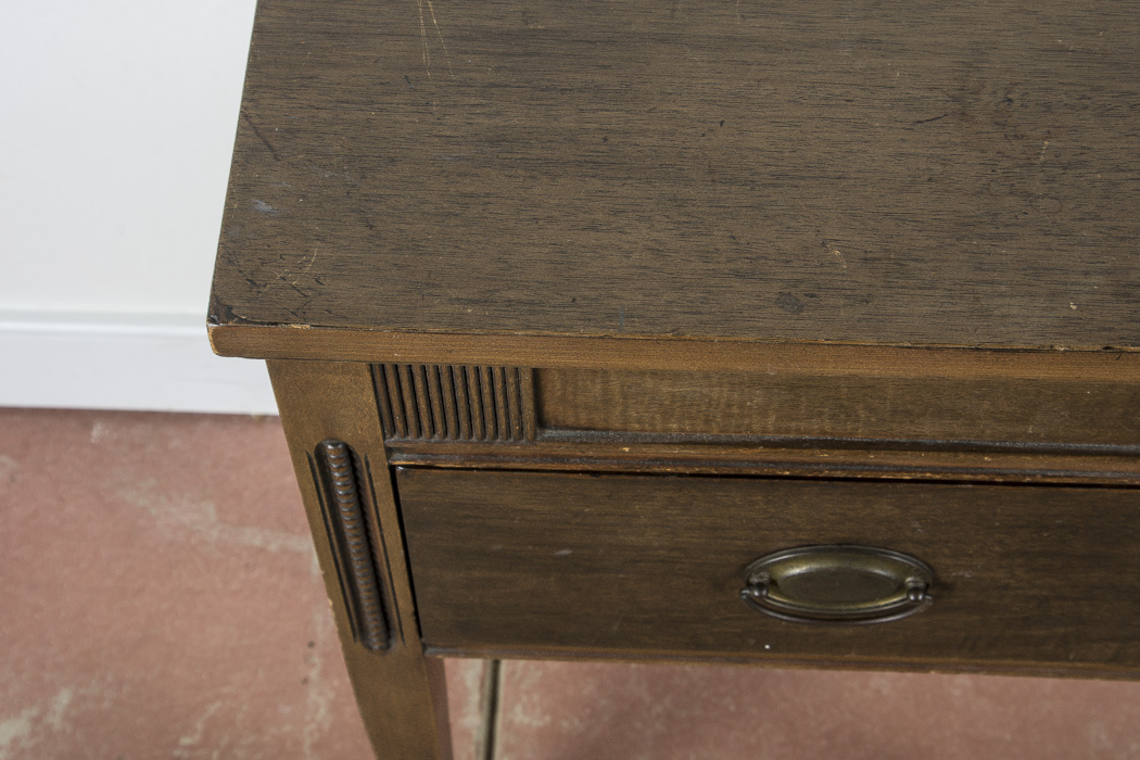 Wood Side Table with Beaded Accents