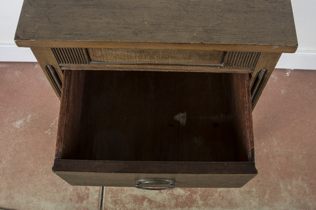 Wood Side Table with Beaded Accents