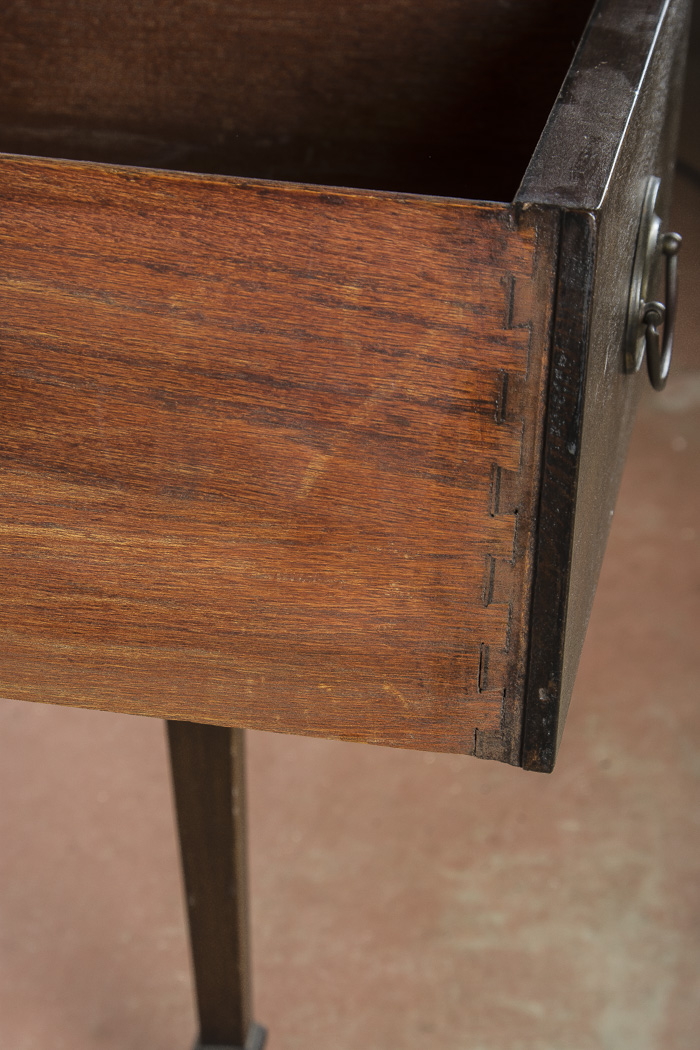 Wood Side Table with Beaded Accents