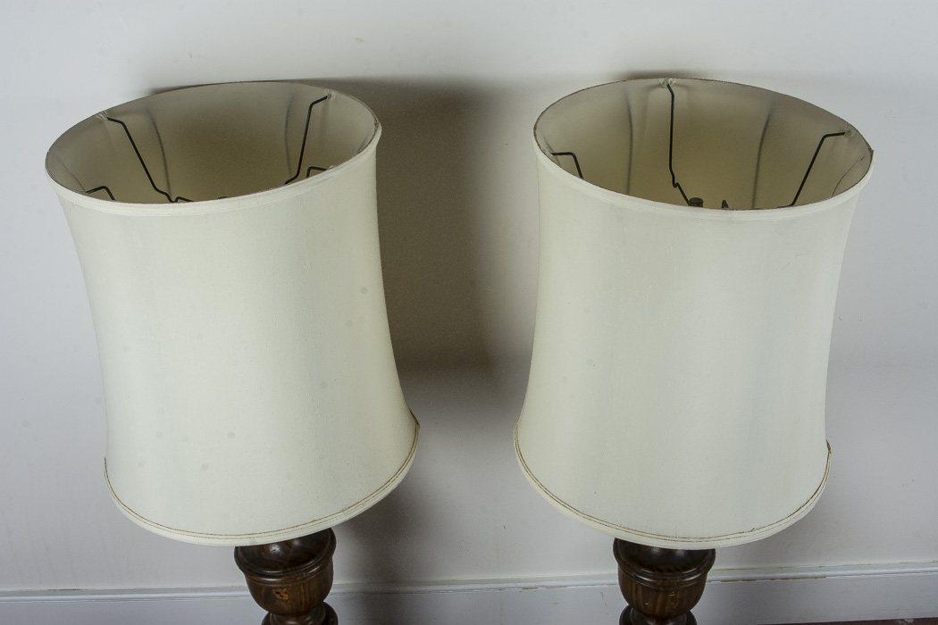 Pair of Wood Table Lamps